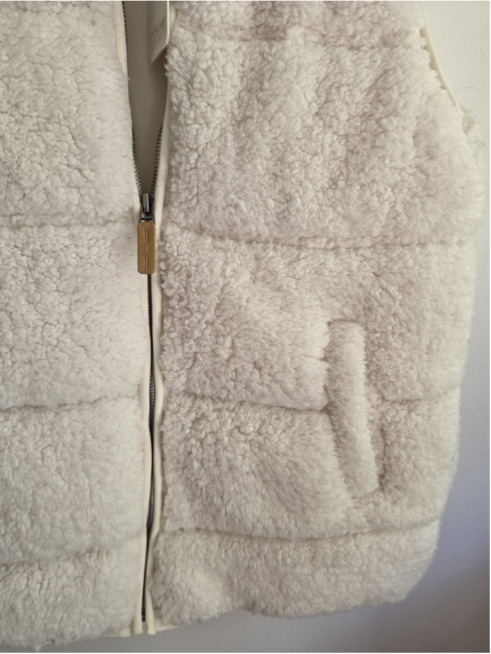 NWT PJ Salvage Cozy Cuddlers Sherpa Vest Ivory Quilted Full Zip Medium - Picture 2 of 5